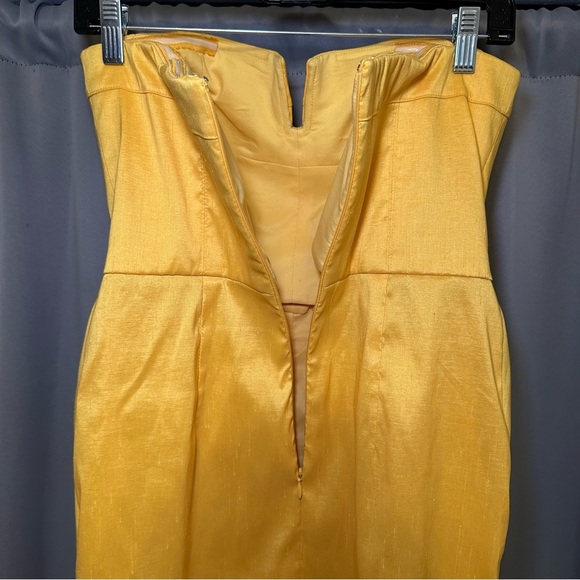 Badgley Mischka Strapless Yellow Cocktail Party Wedding Guest Dress Size - Picture 6 of 10